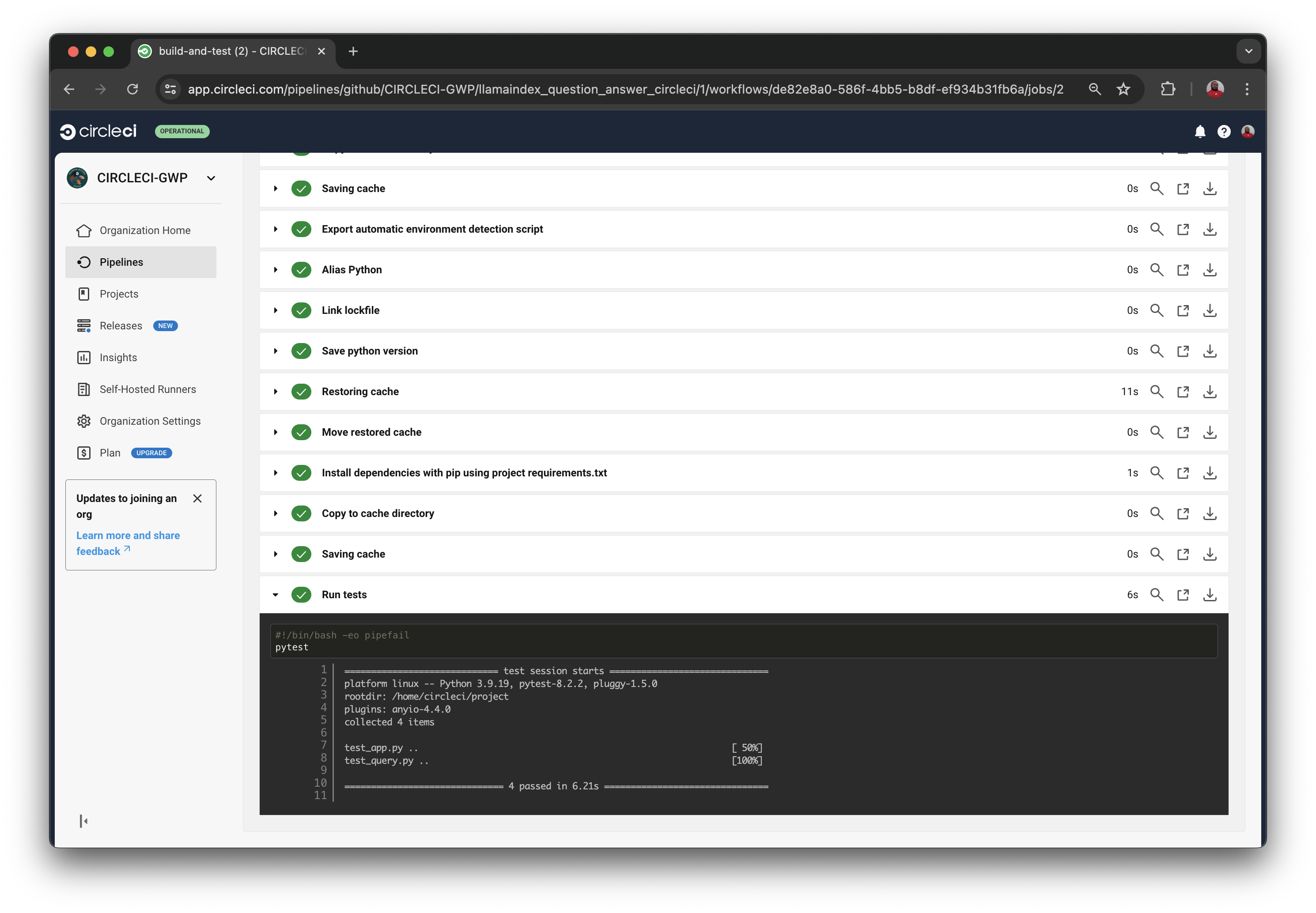 Build and test a LlamaIndex RAG application | CircleCI