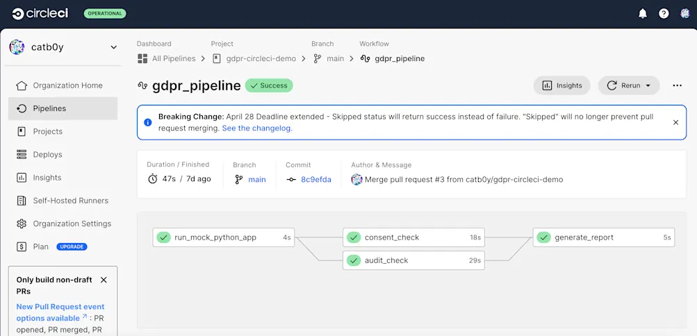 Automating GDPR compliance with CircleCI - basic checks