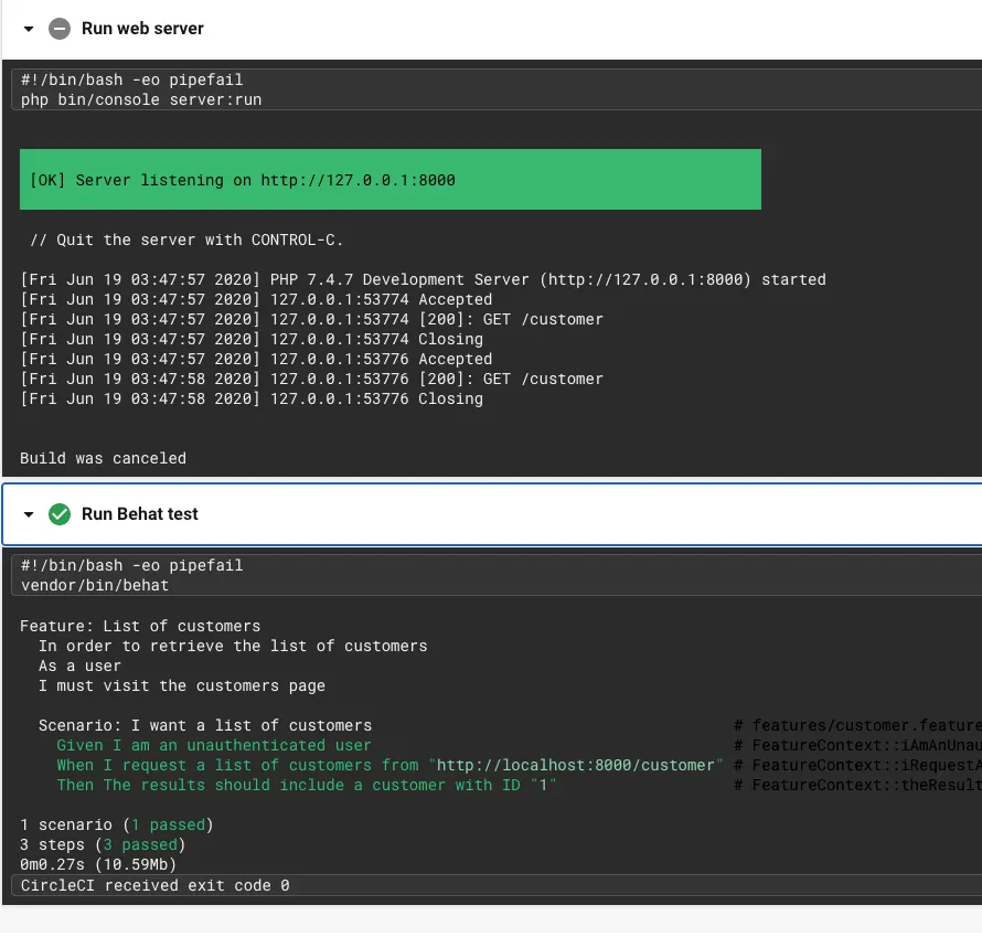 Successful build result