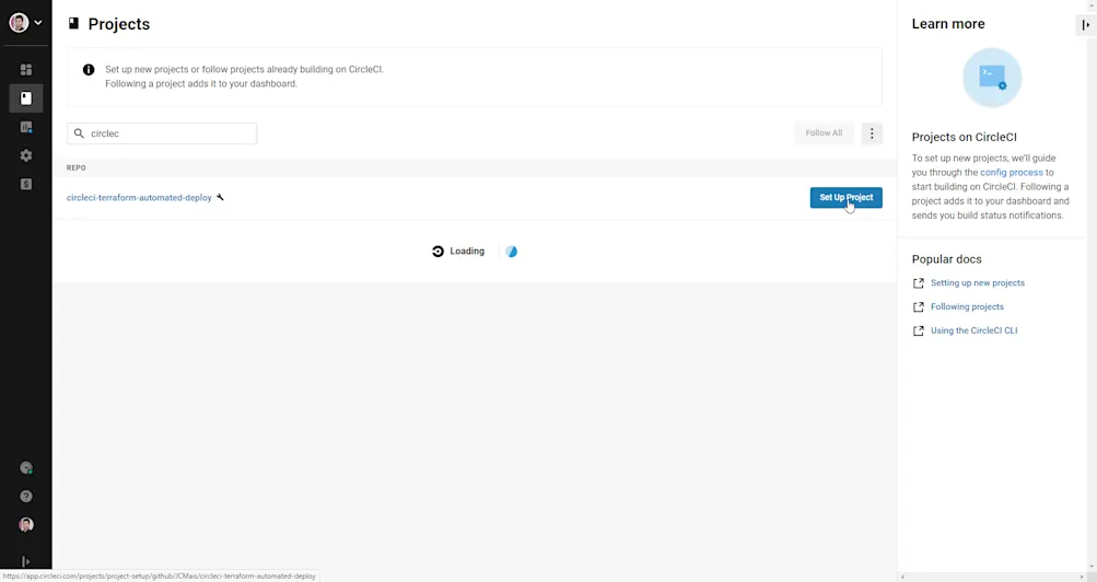 Setting Up Project on CircleCI