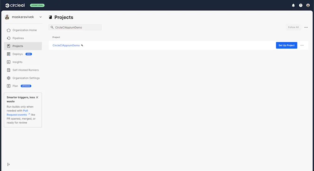 Setup project on CircleCI