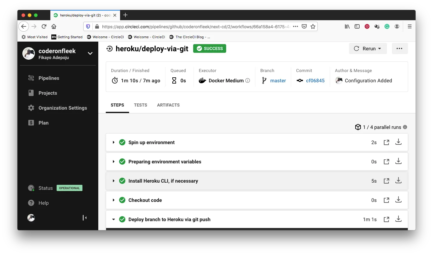 Continuous deployment for Next.js applications - CircleCI