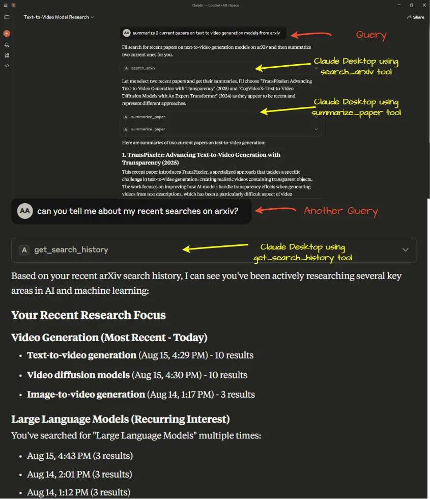 Claude Desktop using MCP tool