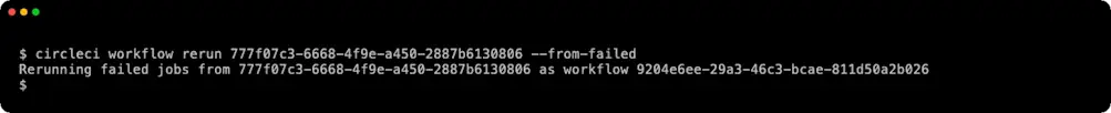 circleci workflow rerun --from-failed starting a new workflow