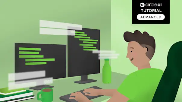 Developer D sits at a desk working on an advanced-level project.