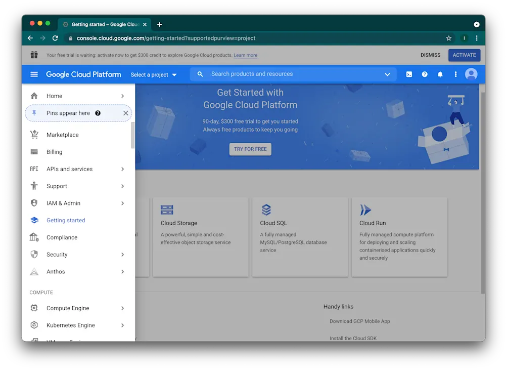 Google Console Dashboard