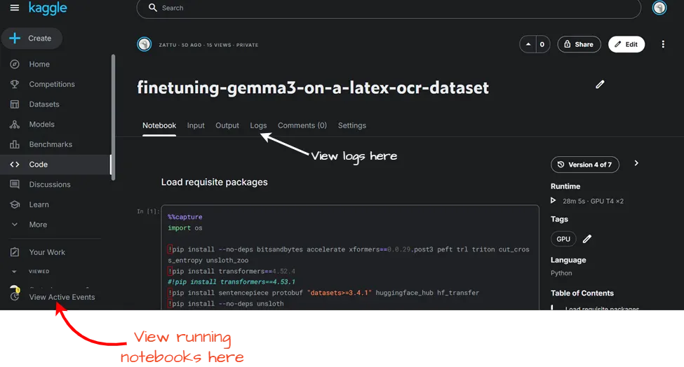 Kaggle notebook running