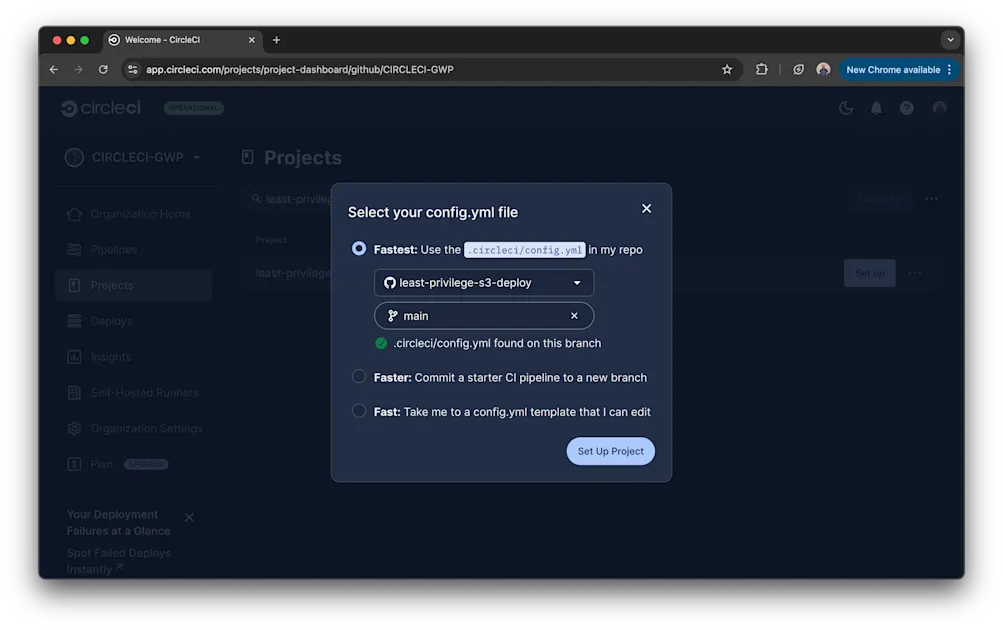 Select project branch