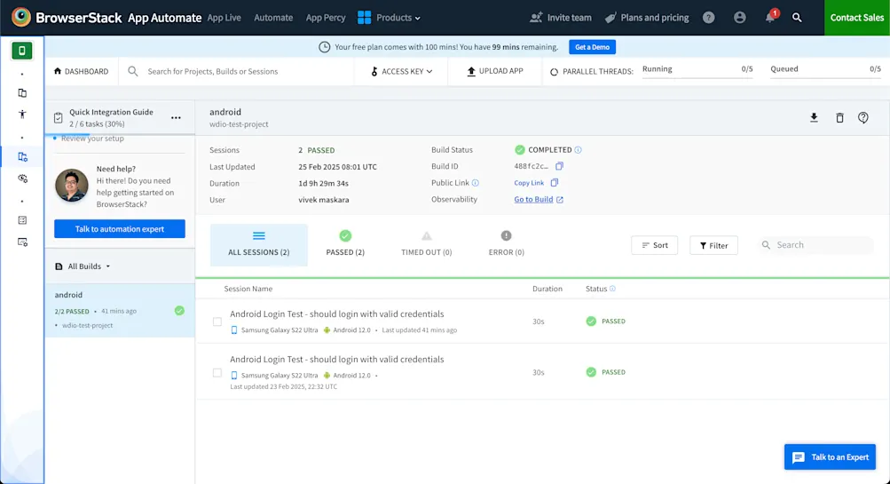 BrowserStack success