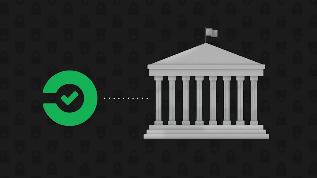 CircleCI green passing build logo and government building