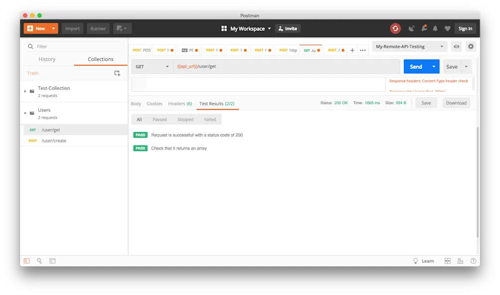 テスト 1 の実行 - Postman