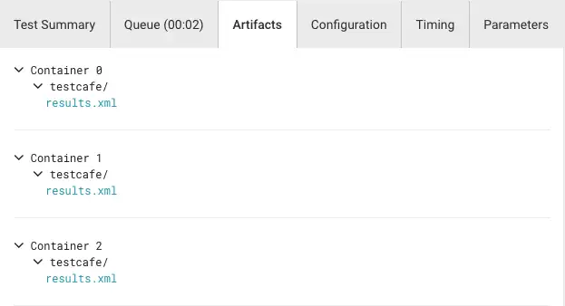 アーティファクトのタブ