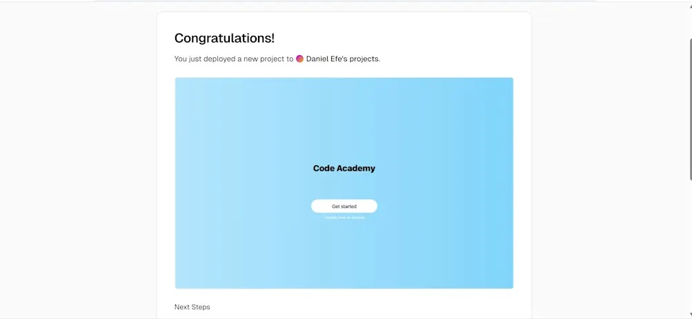 View deployed project