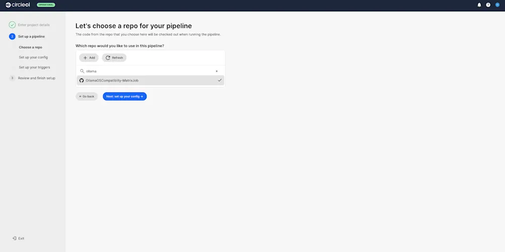 Choose GitHub repository