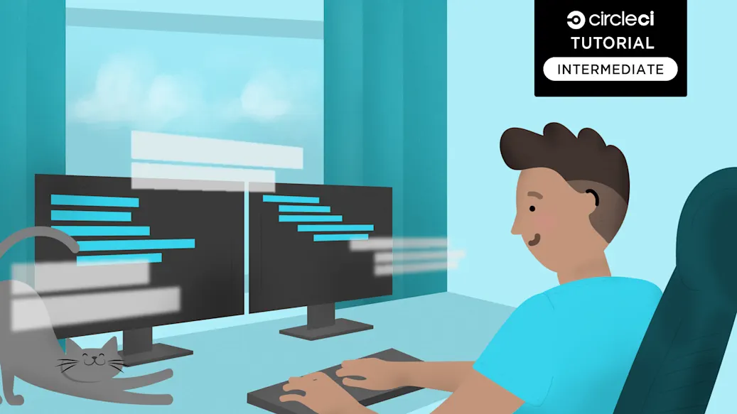 Developer C sits at a desk working on an intermediate-level project.