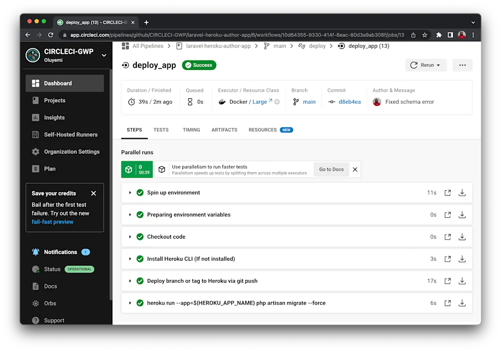 Pipeline ran successfully