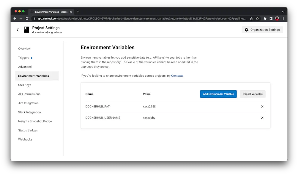 Environment variables