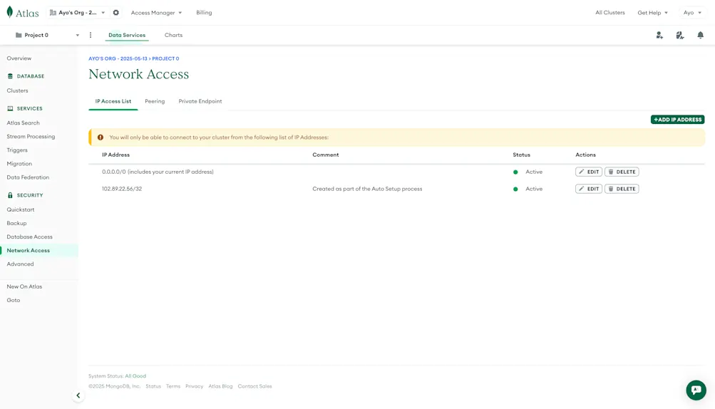 MongoDB cluster setup