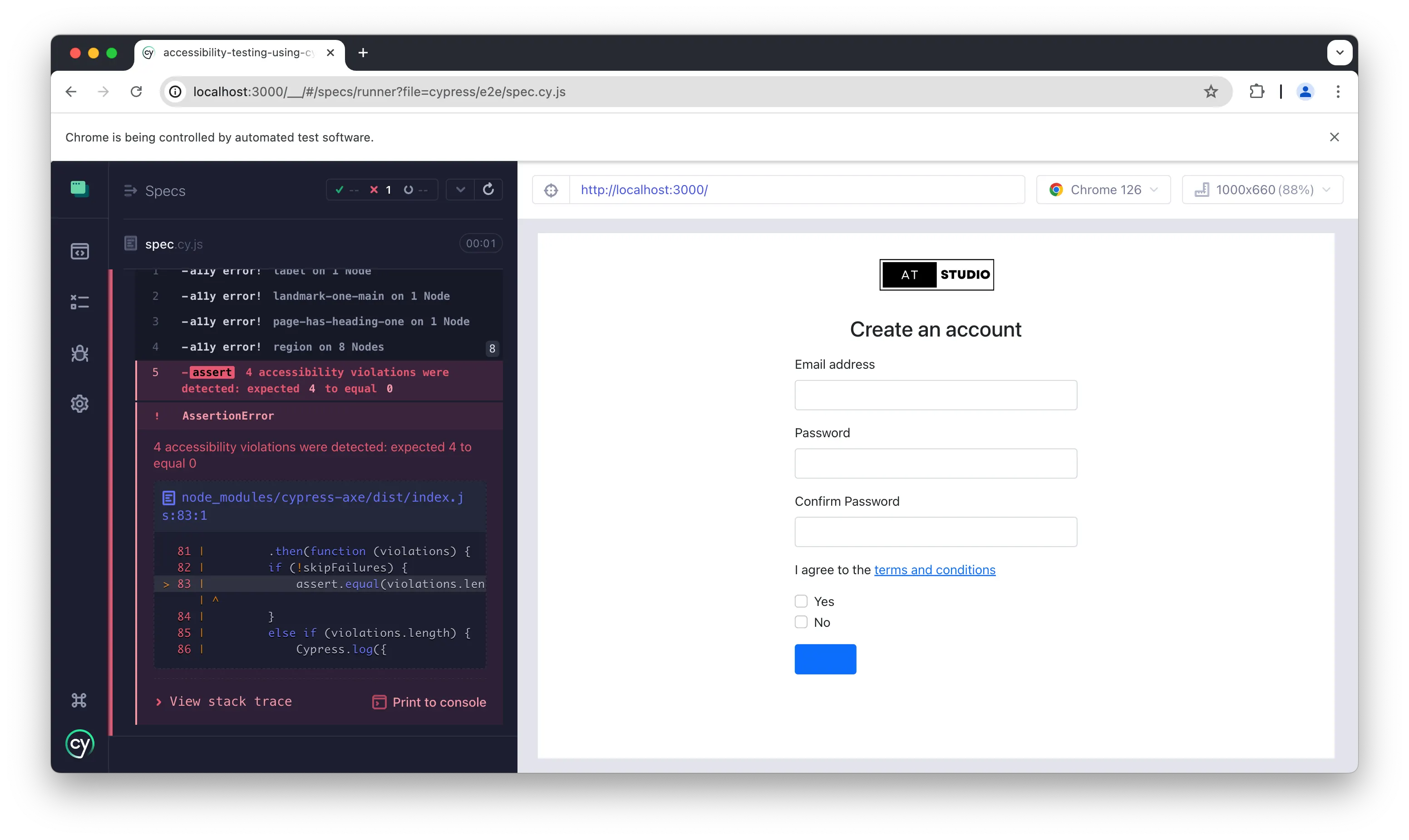 Accessibility testing with Cypress - CircleCI