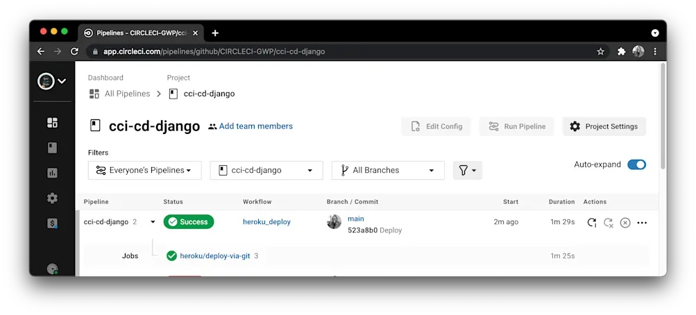 ビルドの詳細 - CircleCI
