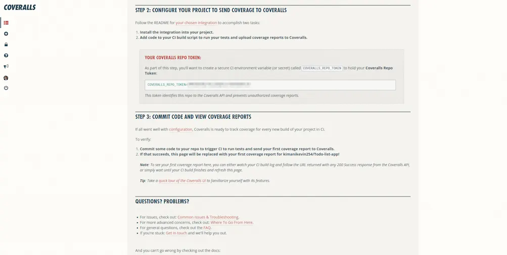 Coveralls repo token