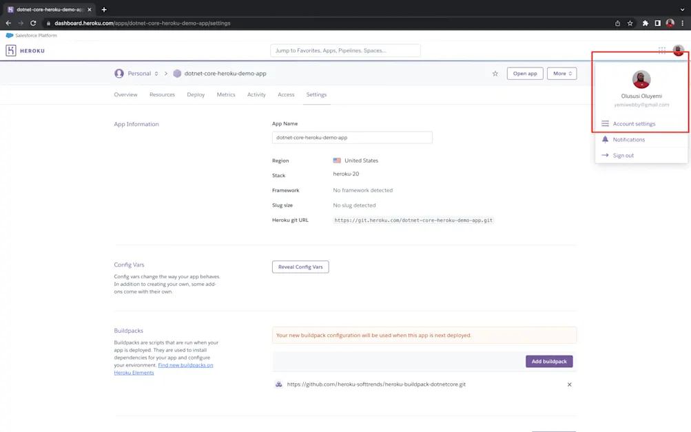 Click Account Settings