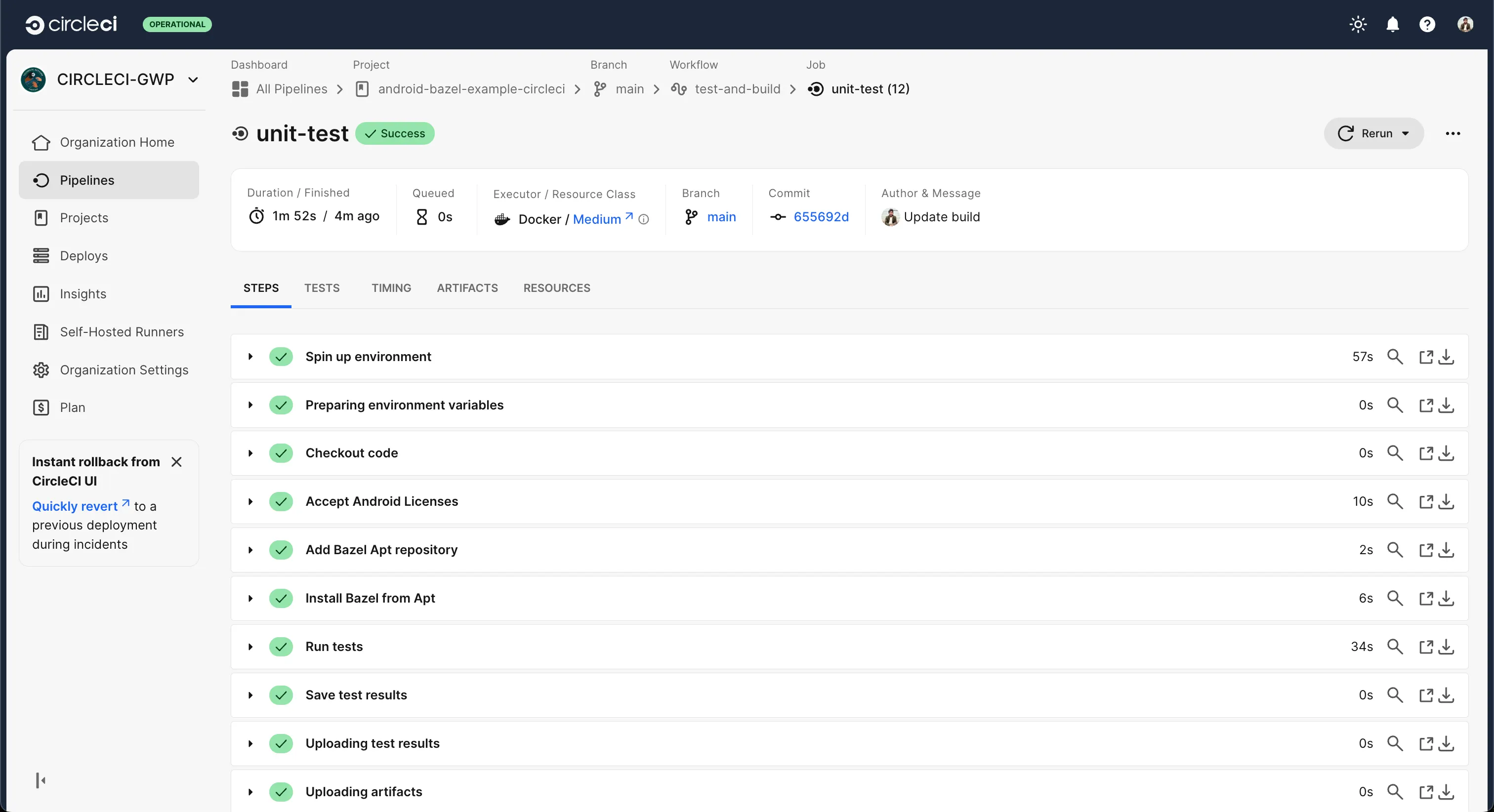 Continuous integration for a Bazel Android project - CircleCI