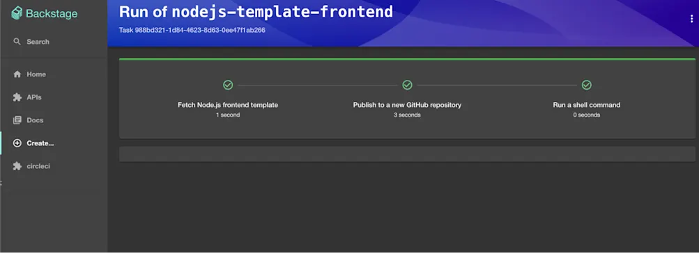 Backstage successful execution