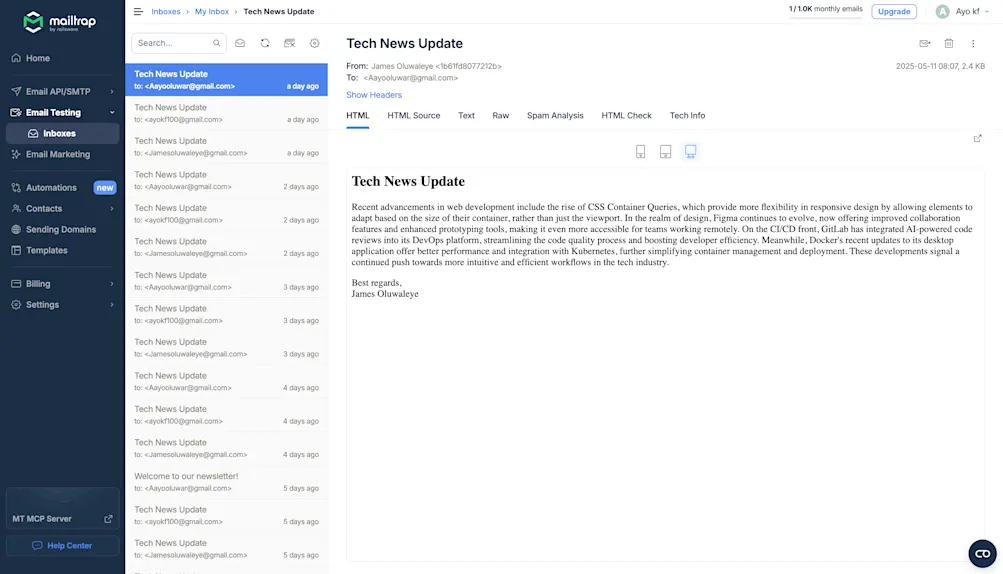 Mailtrip scheduled mail