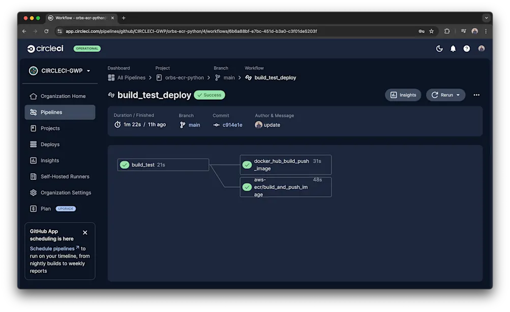 CircleCI pipeline success