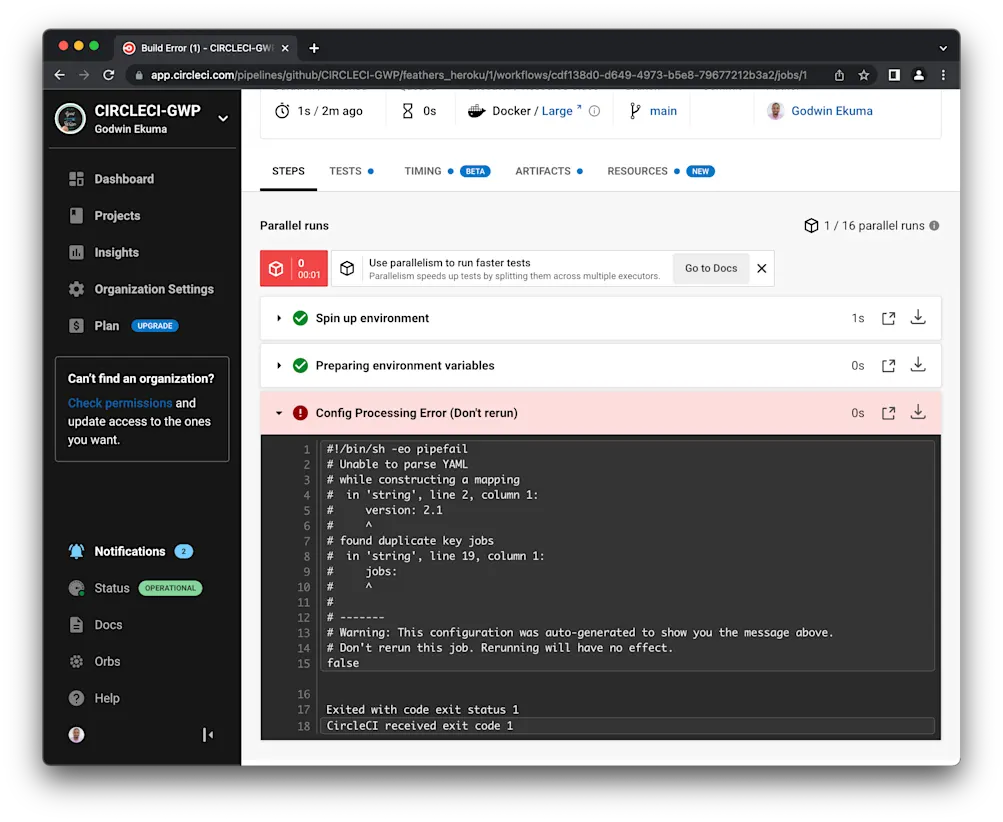 Pipeline build fails