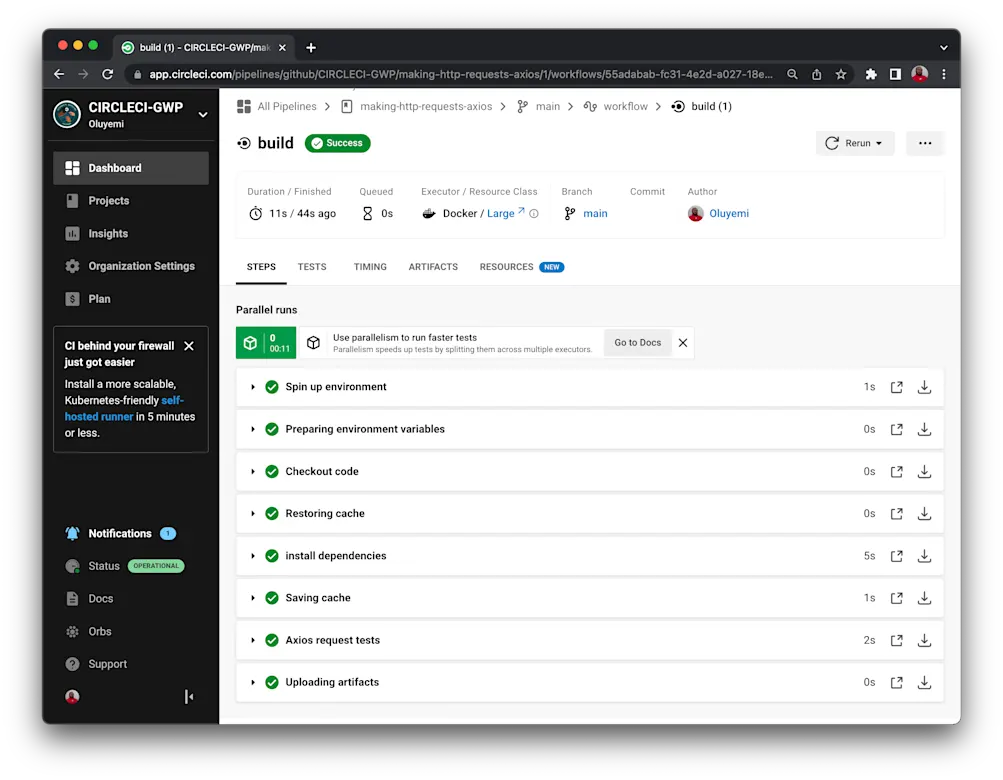 build ワークフローを開く