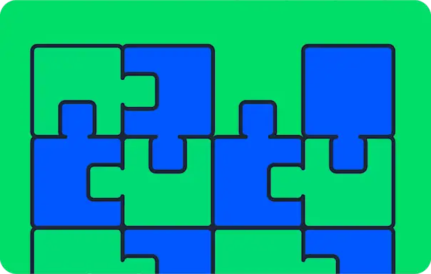 Blue and green puzzle pieces symbolizing how Chunk integrates with CircleCI to analyze flaky tests, automate fixes, and stabilize CI pipelines.
