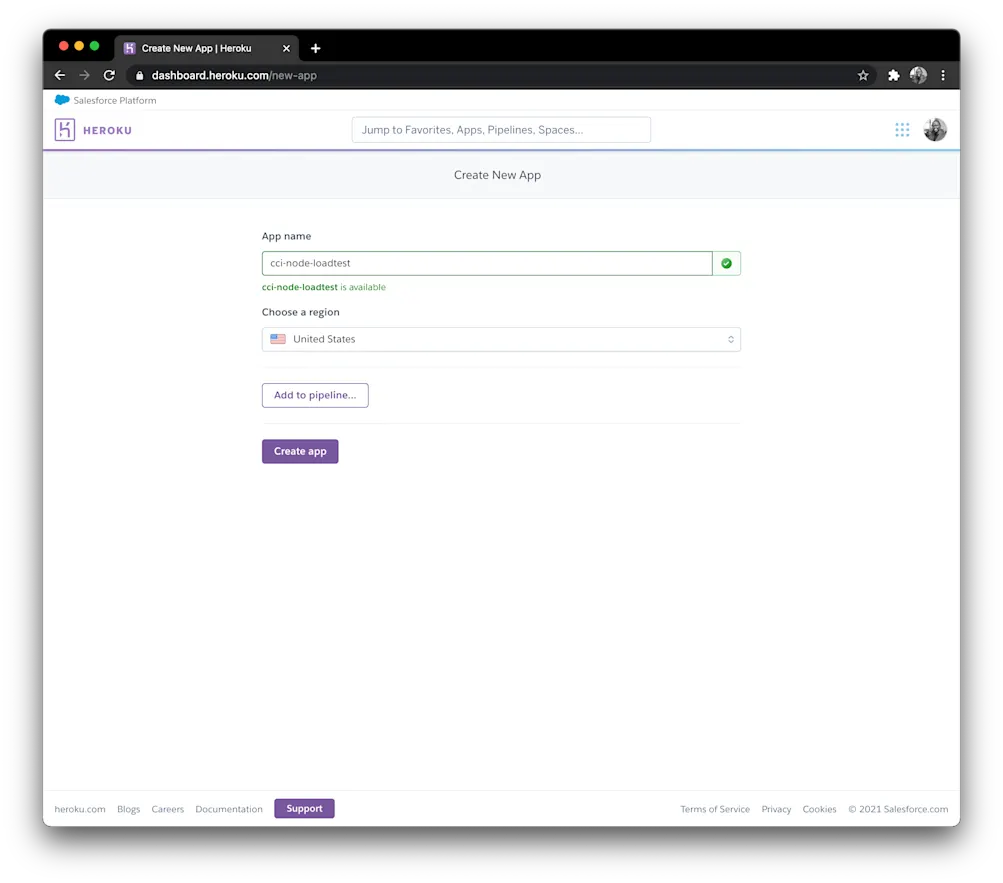 新規アプリ - Heroku