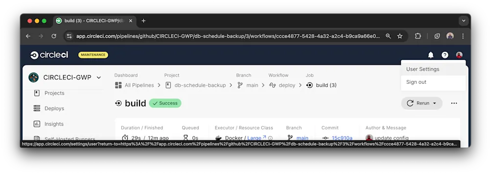CircleCI User Settings