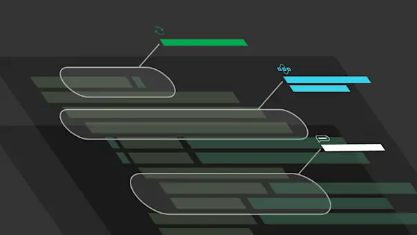 Stylized code is marked with call-outs that show differences in configuration.