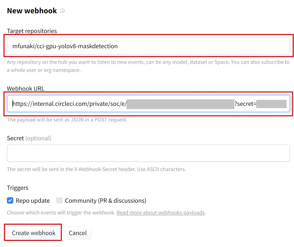 Hugging Face: New Webhook