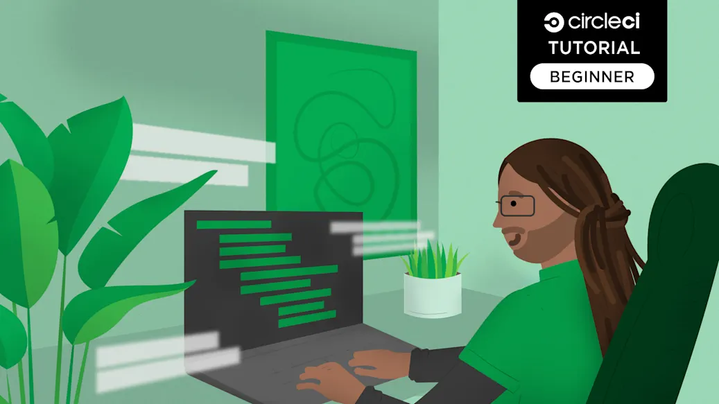 Developer RP sits at a desk working on a beginner-level project.