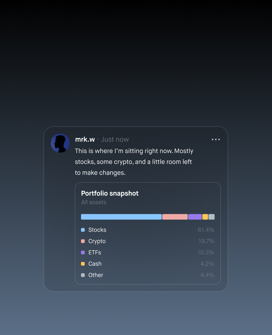Portfolio snapshots