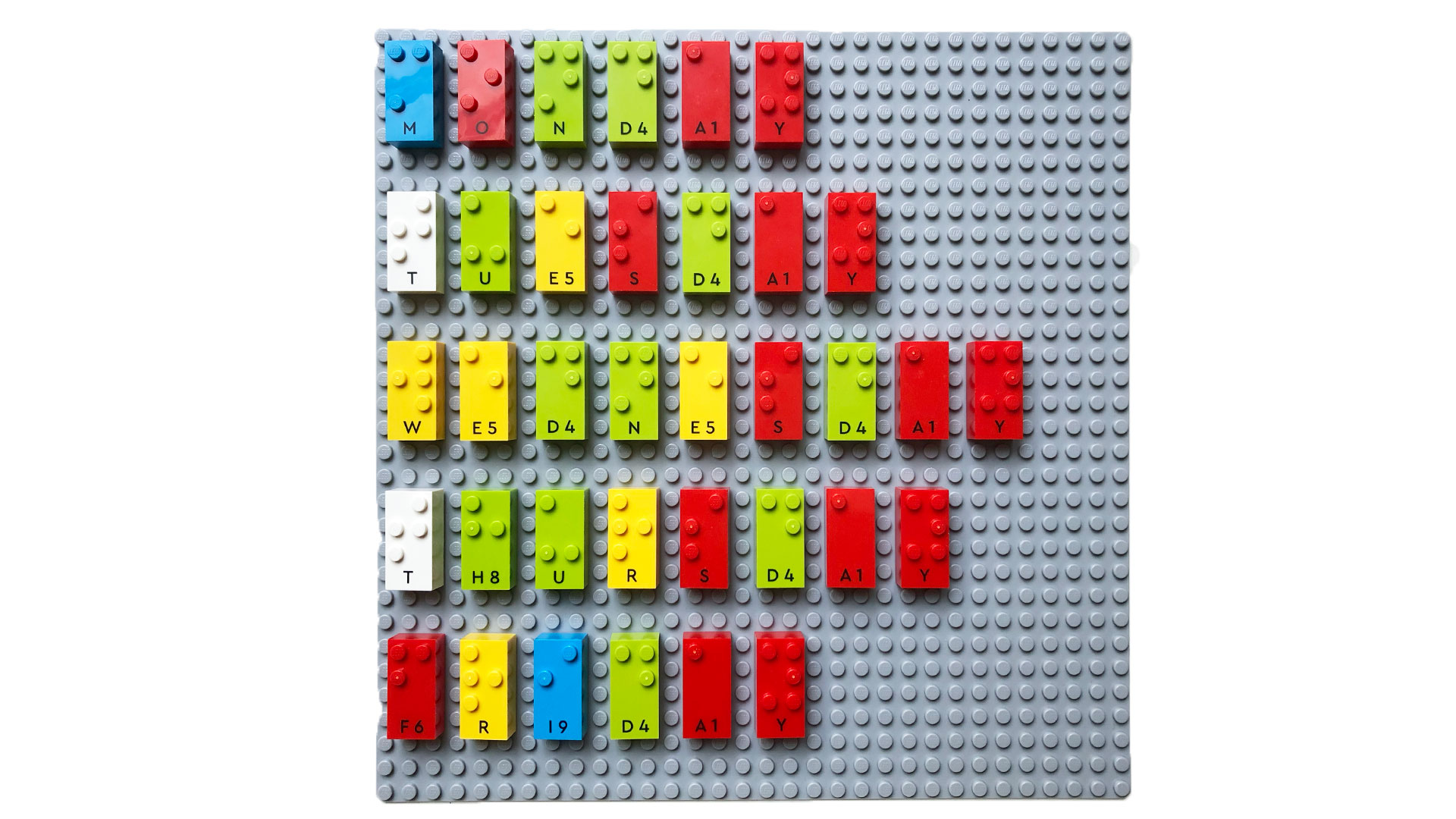 Write calendar with lEGO Braille Bricks