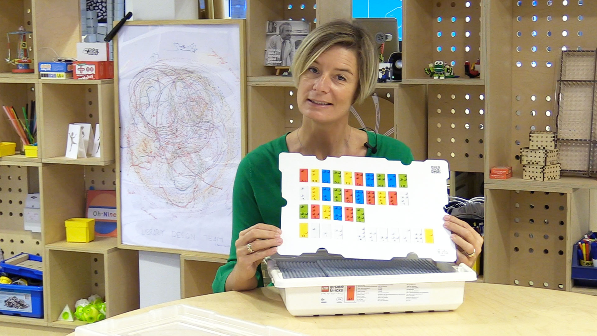 Stine Storm, Project Manager at the LEGO Foundation, presents the LEGO Braille Bricks toolkit.