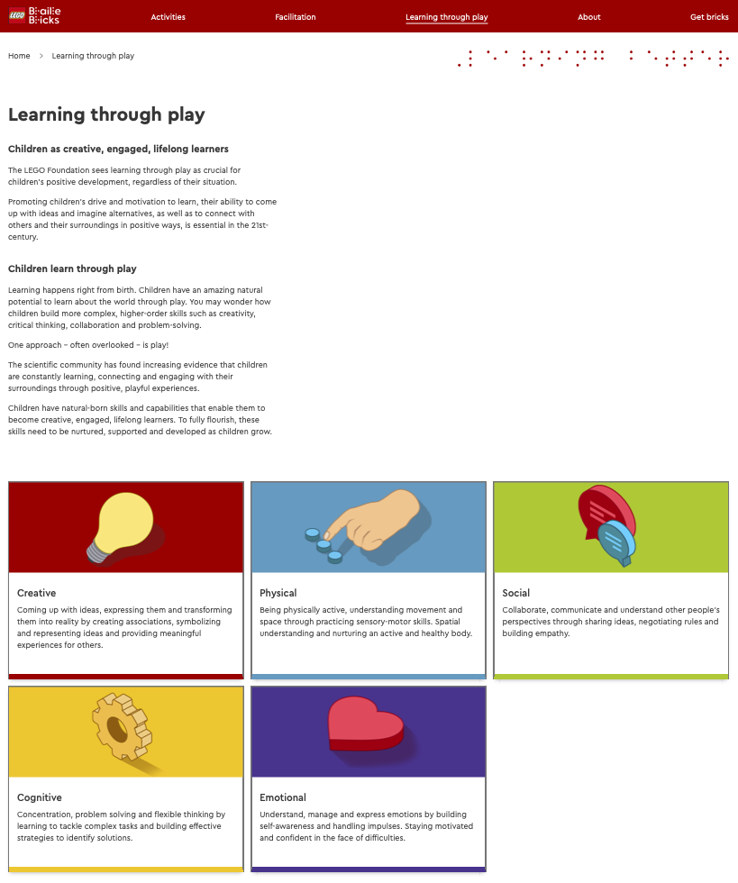screen shot of learning through section