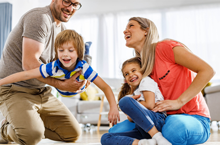 Family Of Four Having Fun