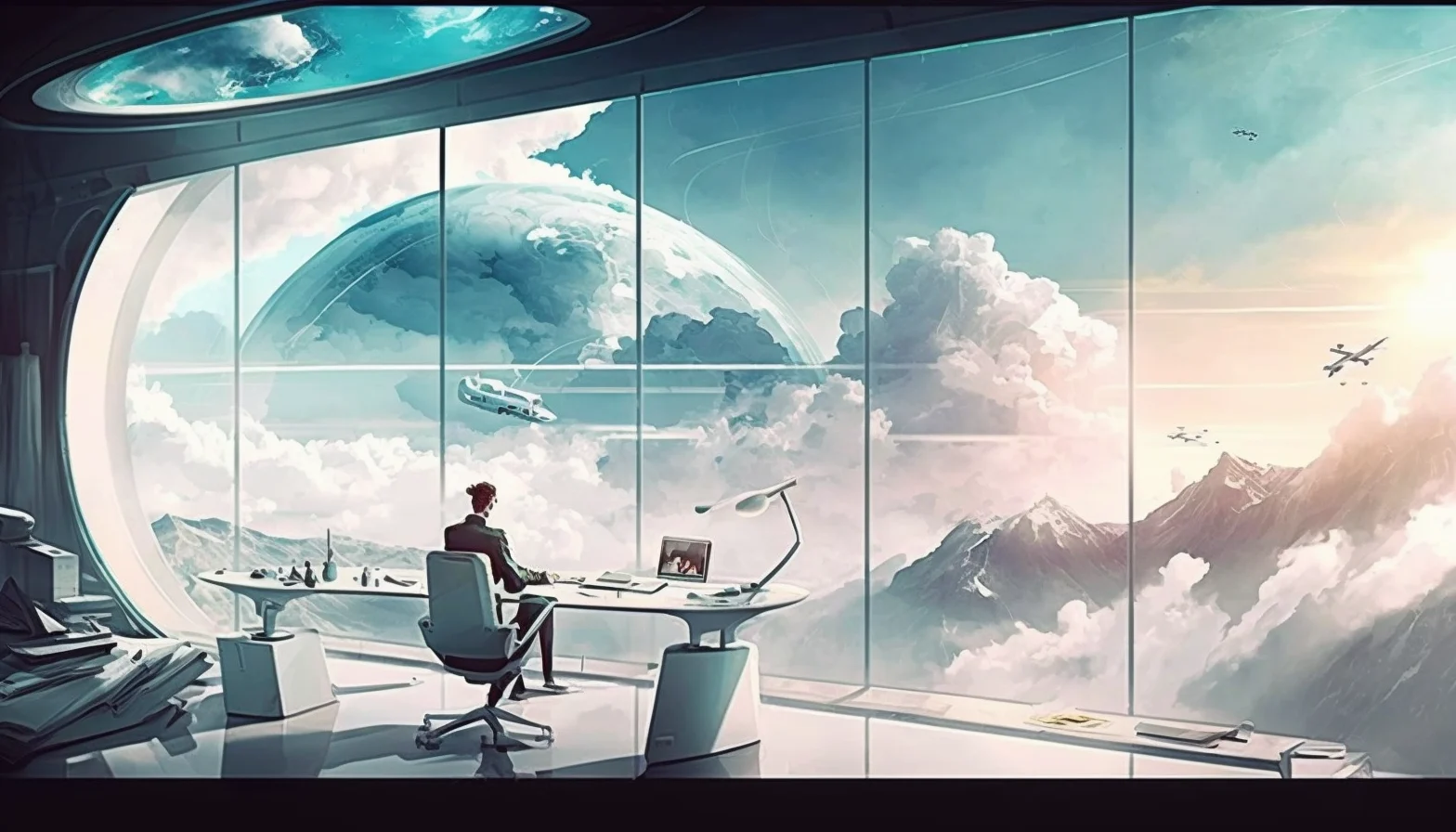 aisidekick A Futuristic Office with a minimalist and futuristic d5f736b7-5817-443c-9f5c-0cd6ea1d564f