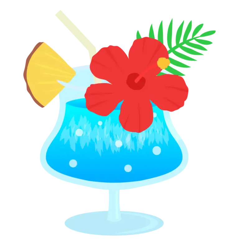 ハイビスカス付きのトロピカルジュースのイラスト