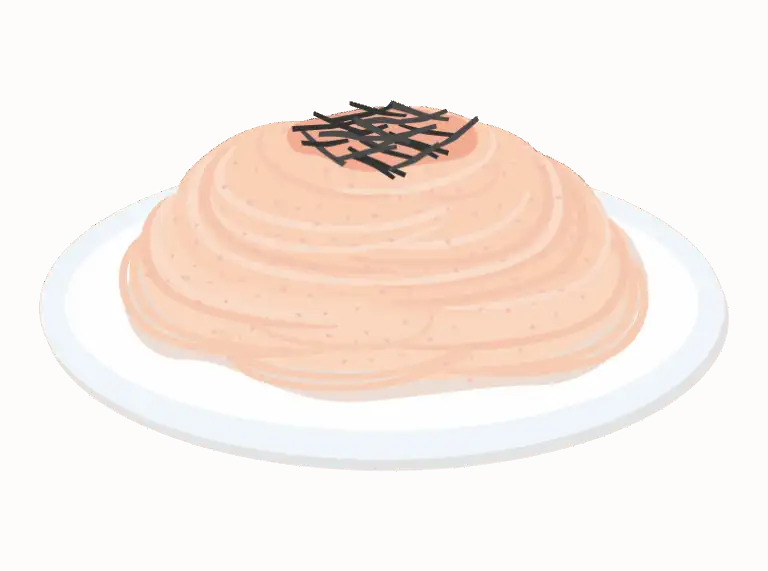 たらこクリームパスタのイラスト