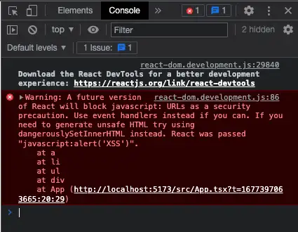 React 本体の v16.9 から追加された javascript スキームを使用した XSS 脆弱性の警告