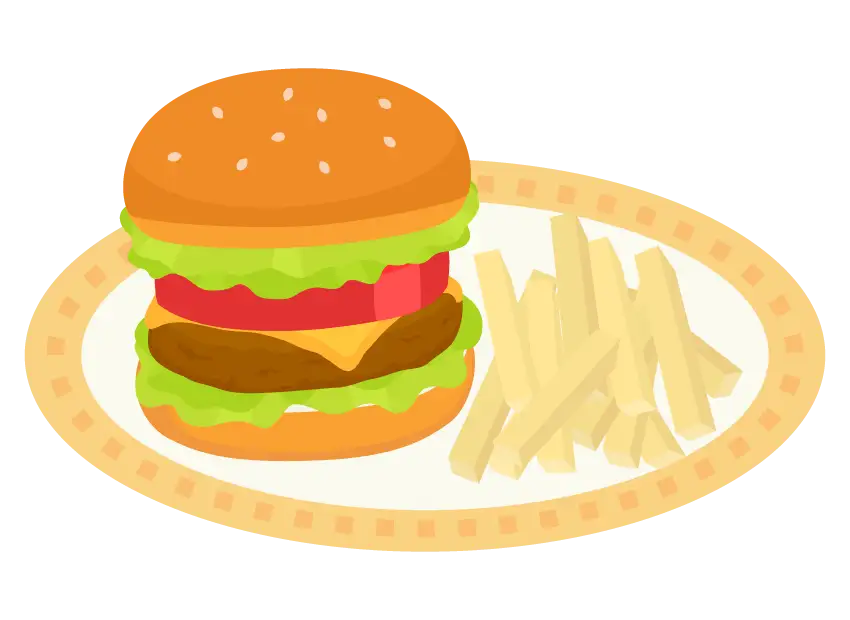 ハンバーガーとポテトフライのイラスト