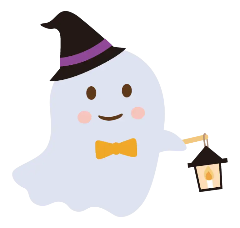 ハロウィンのランタンを持ったおばけのイラスト