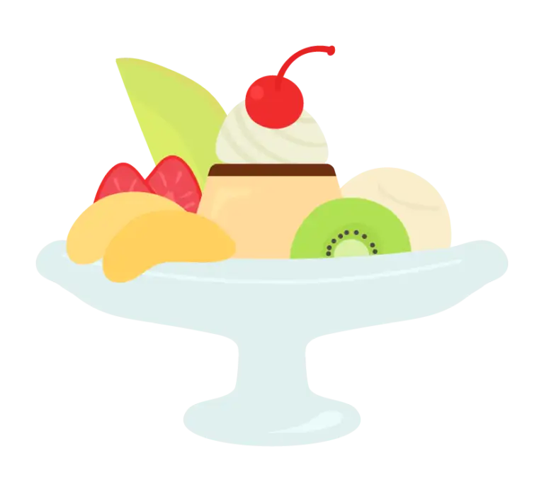 プリンアラモードのイラスト